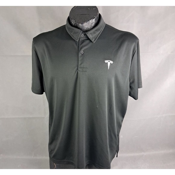 Tesla Motor Co Polo Shirt Mens Black Short Sleeve Driving Pullover Size 3XL